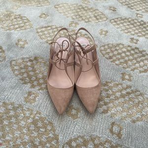 Zara nude microsuede slingback block heels sz 37